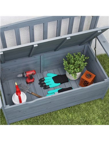Outsunny Two-Seater Garden Storage Bench - Grey