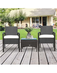 Outsunny 2 Seater Rattan Bistro Set, Steel-Brown 2