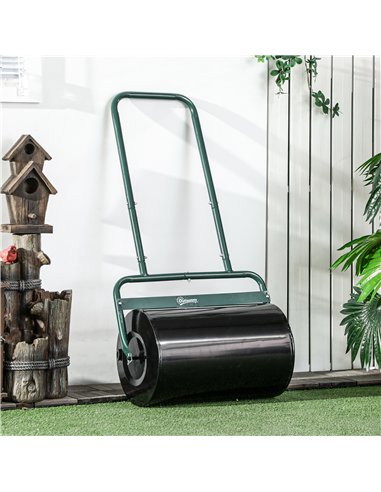 Outsunny 38L Fillable Cylinder Steel Lawn Roller - Dark Green