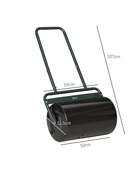 Outsunny 38L Fillable Cylinder Steel Lawn Roller - Dark Green - pic 131063 | FastDaddyshop