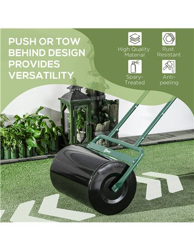Outsunny 38L Fillable Cylinder Steel Lawn Roller - Dark Green