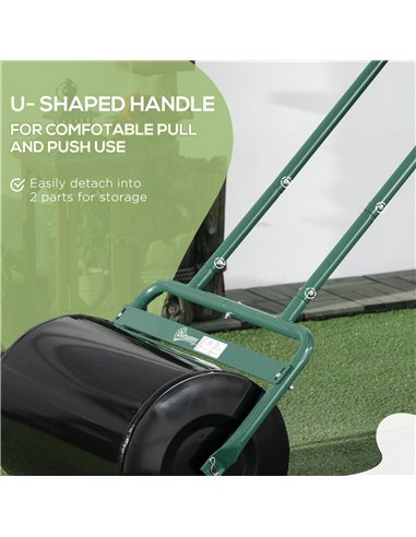 Outsunny 38L Fillable Cylinder Steel Lawn Roller - Dark Green