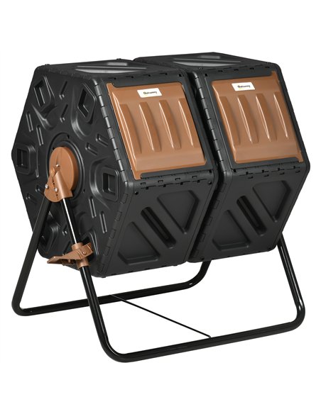 Outsunny 130L Double Chamber Composter - Black - pic 131079 | FastDaddyshop