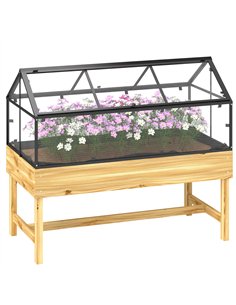 Outsunny 60 x 120cm Raised Garden Bed with Wooden Base - Natural
