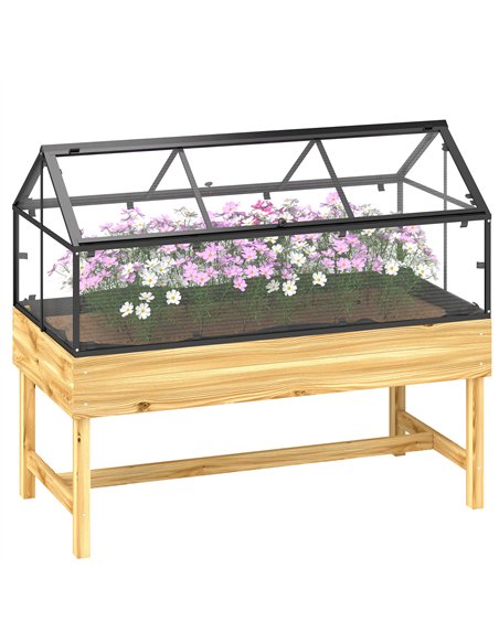 Outsunny 60 x 120cm Raised Garden Bed with Wooden Base - Natural - pic 131097 | FastDaddyshop