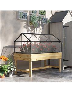 Outsunny 60 x 120cm Raised Garden Bed with Wooden Base - Natural 2