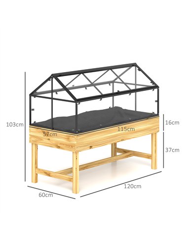 Outsunny 60 x 120cm Raised Garden Bed with Wooden Base - Natural