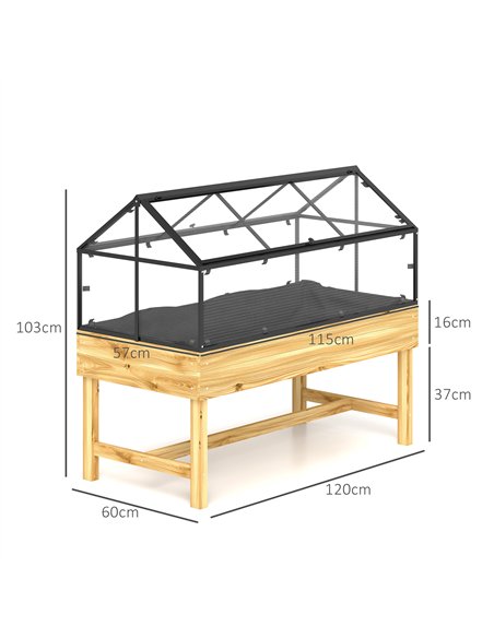Outsunny 60 x 120cm Raised Garden Bed with Wooden Base - Natural - pic 131099 | FastDaddyshop