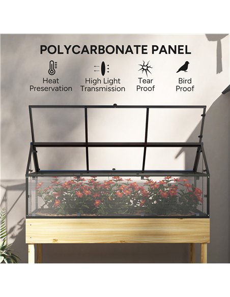 Outsunny 60 x 120cm Raised Garden Bed with Wooden Base - Natural - pic 131100 | FastDaddyshop