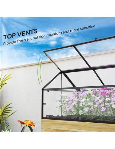 Outsunny 60 x 120cm Raised Garden Bed with Wooden Base - Natural