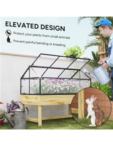 Outsunny 60 x 120cm Raised Garden Bed with Wooden Base - Natural - pic 131102 | FastDaddyshop