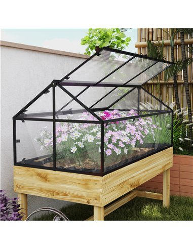 Outsunny 60 x 120cm Raised Garden Bed with Wooden Base - Natural