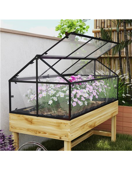 Outsunny 60 x 120cm Raised Garden Bed with Wooden Base - Natural - pic 131104 | FastDaddyshop