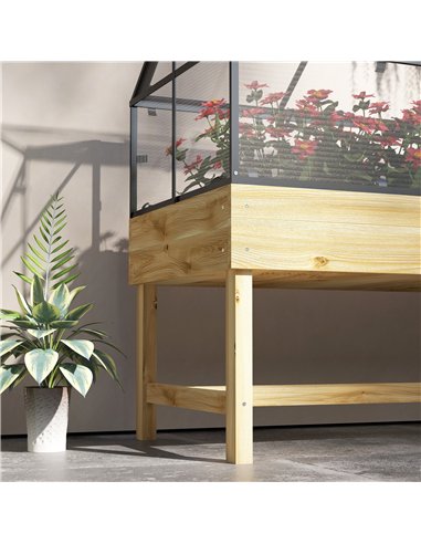 Outsunny 60 x 120cm Raised Garden Bed with Wooden Base - Natural