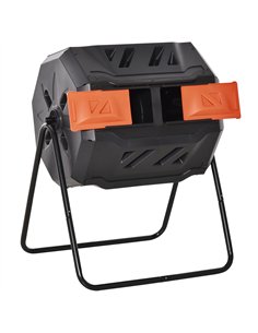 Outsunny 160L 360° Rotating Dual Chamber Composter - Orange