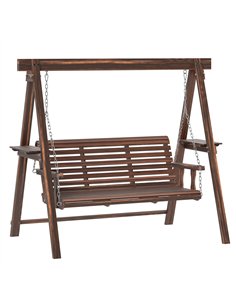 Outsunny Three-Seater Wooden Swing Bench