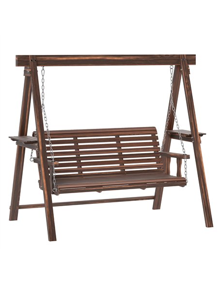 Outsunny Three-Seater Wooden Swing Bench - pic 131115 | FastDaddyshop