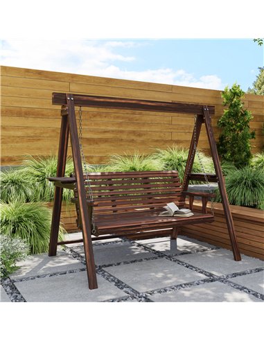 Outsunny Three-Seater Wooden Swing Bench