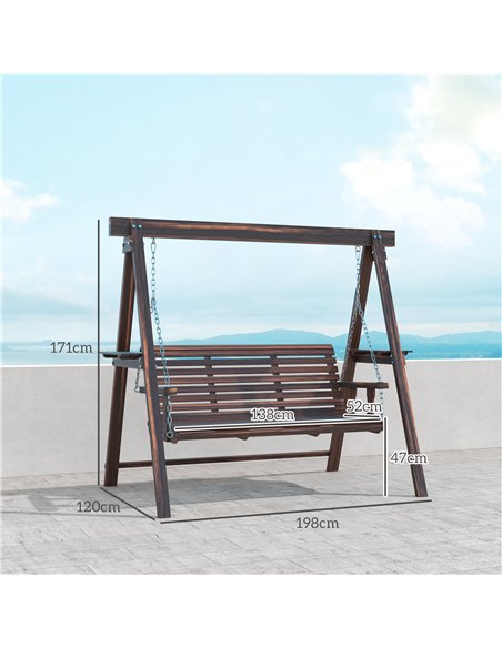 Outsunny Three-Seater Wooden Swing Bench - pic 131117 | FastDaddyshop