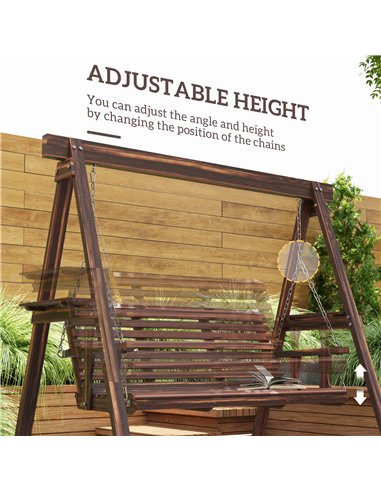 Outsunny Three-Seater Wooden Swing Bench