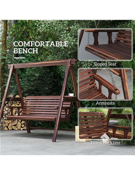 Outsunny Three-Seater Wooden Swing Bench - pic 131121 | FastDaddyshop