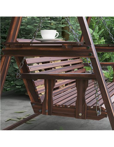 Outsunny Three-Seater Wooden Swing Bench