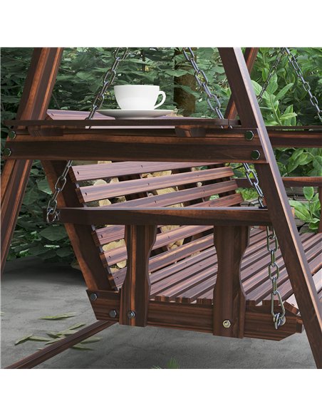 Outsunny Three-Seater Wooden Swing Bench - pic 131123 | FastDaddyshop