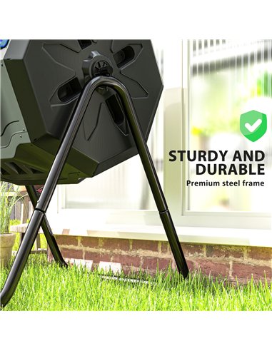 Outsunny 160L 360° Rotating Dual Chamber Composter - Blue