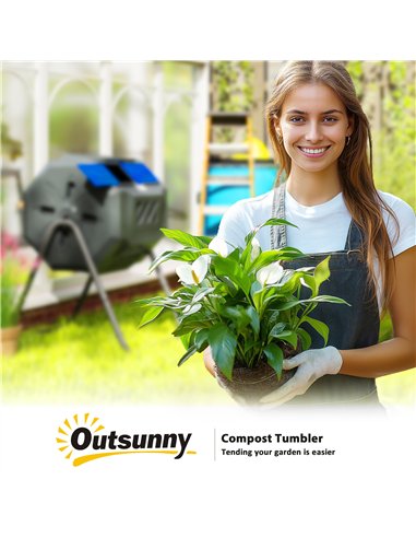 Outsunny 160L 360° Rotating Dual Chamber Composter - Blue