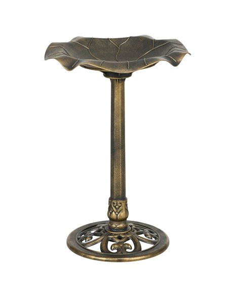 Outsunny 71cm Bird Bath for Garden, Standing Pedestal Birdbath with Lotus Leaf Basin, Vintage Decorative Bird Bath Bowl for Outd - pic 131133 | FastDaddyshop
