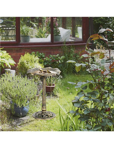 Outsunny 71cm Bird Bath for Garden, Standing Pedestal Birdbath with Lotus Leaf Basin, Vintage Decorative Bird Bath Bowl for Outd - pic 131134 | FastDaddyshop