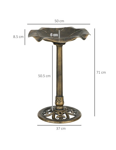 Outsunny 71cm Bird Bath for Garden, Standing Pedestal Birdbath with Lotus Leaf Basin, Vintage Decorative Bird Bath Bowl for Outd - pic 131135 | FastDaddyshop