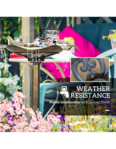 Outsunny 71cm Bird Bath for Garden, Standing Pedestal Birdbath with Lotus Leaf Basin, Vintage Decorative Bird Bath Bowl for Outd