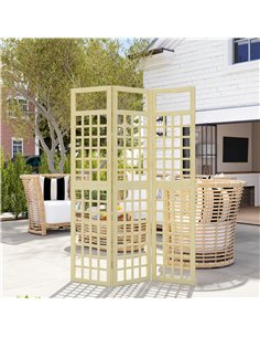 Outsunny 3-Panel Garden Privacy Screen, Freestanding Foldable Wooden Outdoor Divider/Trellis, Decorative Privacy Screen for Gard 2