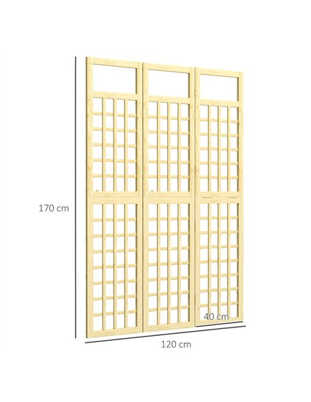 Outsunny 3-Panel Garden Privacy Screen, Freestanding Foldable Wooden Outdoor Divider/Trellis, Decorative Privacy Screen for Gard - pic 131144 | FastDaddyshop