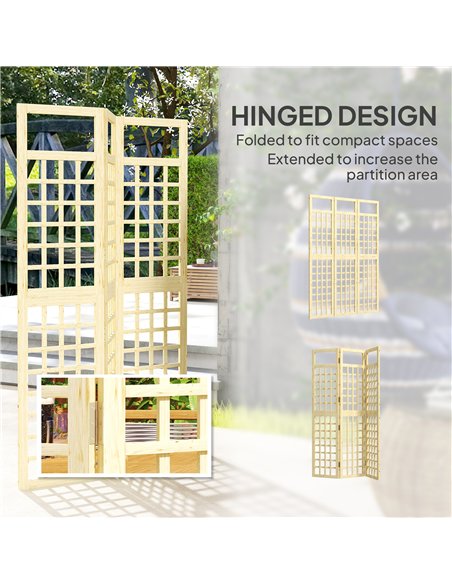 Outsunny 3-Panel Garden Privacy Screen, Freestanding Foldable Wooden Outdoor Divider/Trellis, Decorative Privacy Screen for Gard - pic 131146 | FastDaddyshop