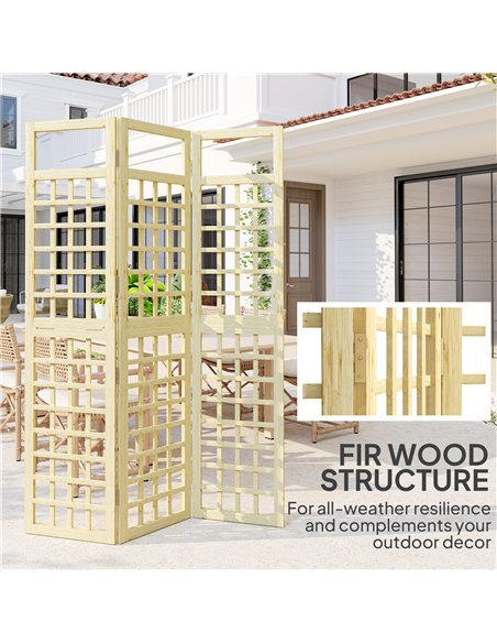 Outsunny 3-Panel Garden Privacy Screen, Freestanding Foldable Wooden Outdoor Divider/Trellis, Decorative Privacy Screen for Gard - pic 131147 | FastDaddyshop