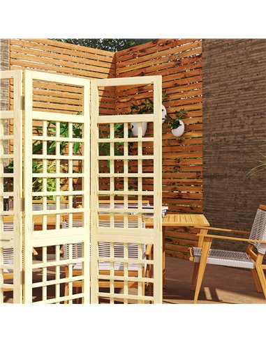 Outsunny 3-Panel Garden Privacy Screen, Freestanding Foldable Wooden Outdoor Divider/Trellis, Decorative Privacy Screen for Gard