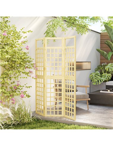 Outsunny 3-Panel Garden Privacy Screen, Freestanding Foldable Wooden Outdoor Divider/Trellis, Decorative Privacy Screen for Gard
