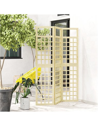 Outsunny 3-Panel Garden Privacy Screen, Freestanding Foldable Wooden Outdoor Divider/Trellis, Decorative Privacy Screen for Gard