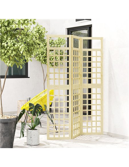 Outsunny 3-Panel Garden Privacy Screen, Freestanding Foldable Wooden Outdoor Divider/Trellis, Decorative Privacy Screen for Gard - pic 131150 | FastDaddyshop