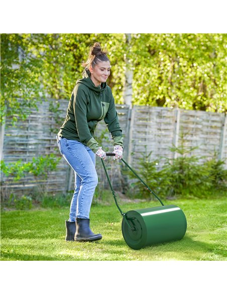 Outsunny 63 L Heavy Duty Water Or Sand Filled Φ30cm Garden Steel Lawn Roller Drum - Dark Green - pic 131152 | FastDaddyshop