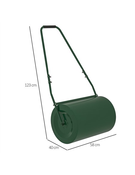 Outsunny 63 L Heavy Duty Water Or Sand Filled Φ30cm Garden Steel Lawn Roller Drum - Dark Green - pic 131153 | FastDaddyshop