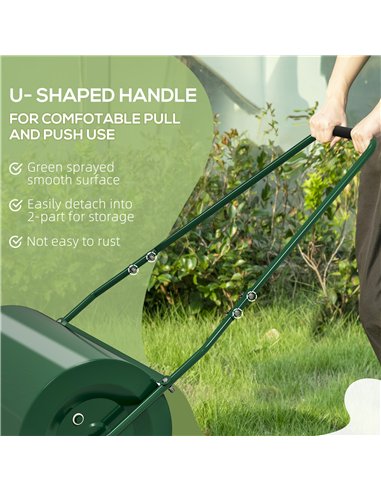 Outsunny 63 L Heavy Duty Water Or Sand Filled Φ30cm Garden Steel Lawn Roller Drum - Dark Green