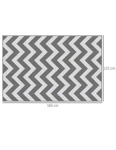 Outsunny Reversible Outdoor Rug, 1.2 x 1.8m Patio Carpet, Waterproof Plastic Rug for Garden, Deck, Picnic, Beach, Camping, Grey 