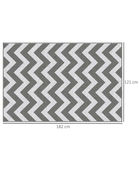 Outsunny Reversible Outdoor Rug, 1.2 x 1.8m Patio Carpet, Waterproof Plastic Rug for Garden, Deck, Picnic, Beach, Camping, Grey  - pic 131162 | FastDaddyshop