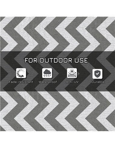 Outsunny Reversible Outdoor Rug, 1.2 x 1.8m Patio Carpet, Waterproof Plastic Rug for Garden, Deck, Picnic, Beach, Camping, Grey 