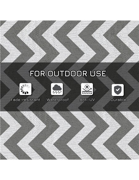 Outsunny Reversible Outdoor Rug, 1.2 x 1.8m Patio Carpet, Waterproof Plastic Rug for Garden, Deck, Picnic, Beach, Camping, Grey  - pic 131165 | FastDaddyshop