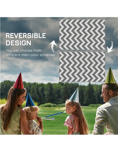 Outsunny Reversible Outdoor Rug, 1.2 x 1.8m Patio Carpet, Waterproof Plastic Rug for Garden, Deck, Picnic, Beach, Camping, Grey 