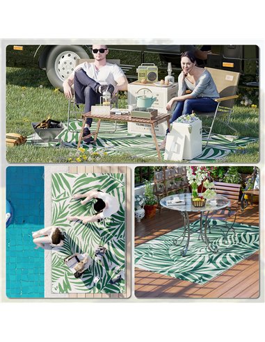 Outsunny Reversible Outdoor RV Rug, 1.5 x 2.4m Patio Floor Mat, Waterproof Plastic Straw Rug for Garden, Deck, Picnic, Beach, Ca